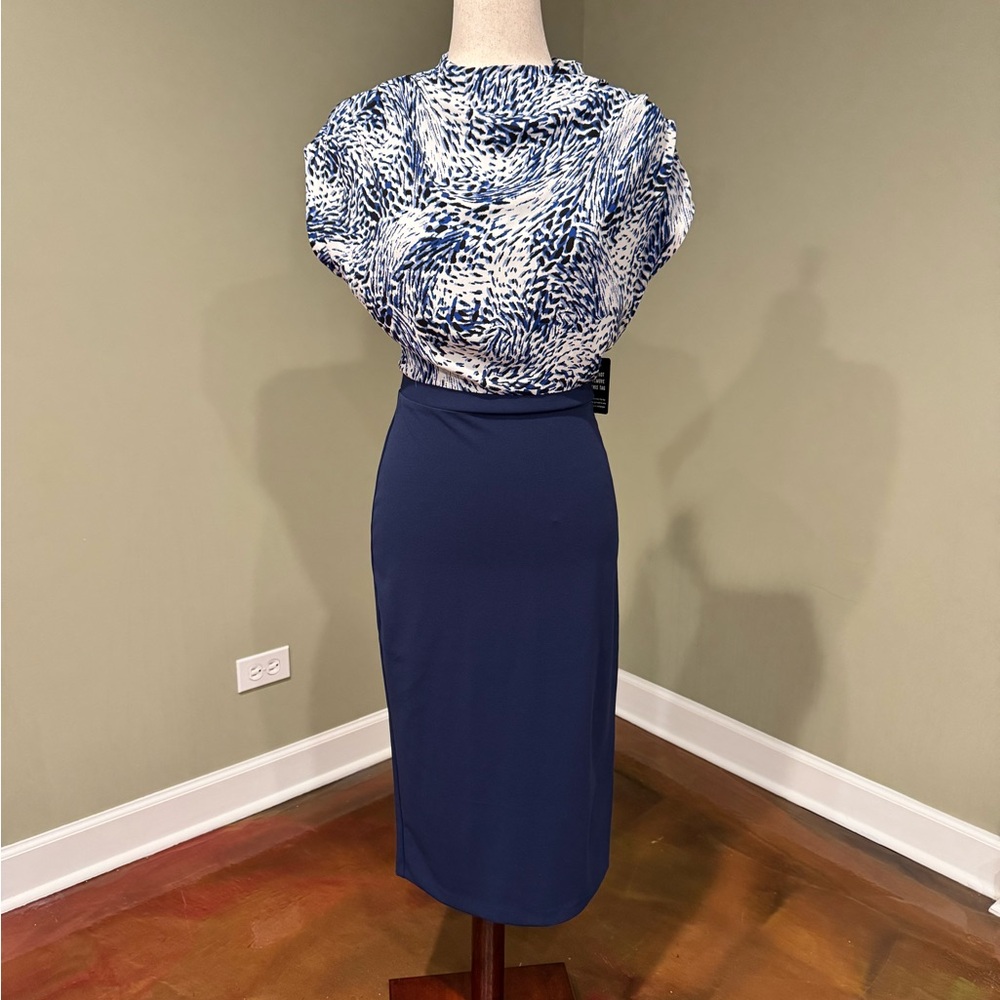 Express Blue Midi Pencil Dress for Work